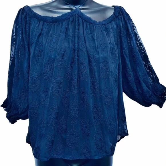 Rebecca Taylor Lace Off The Shoulder Top Size 4 - Picture 1 of 8